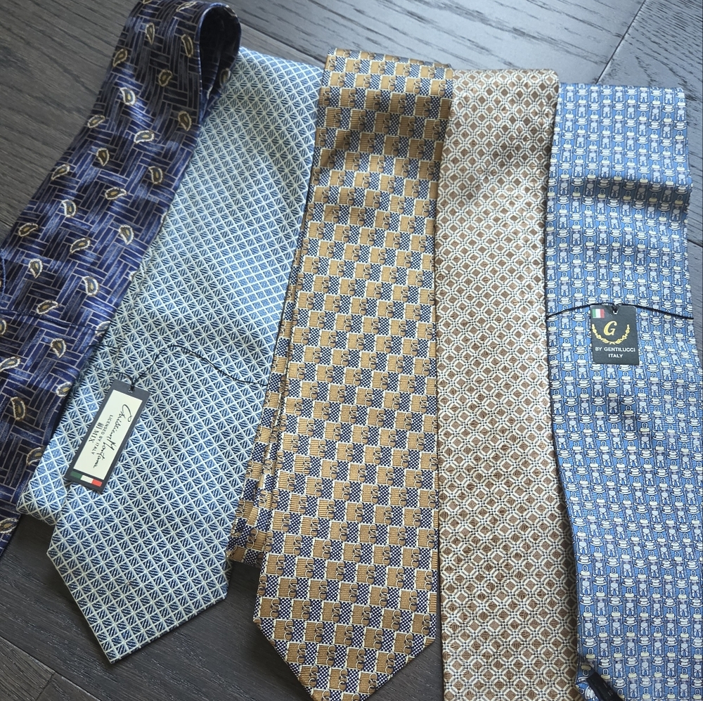 Vintage Men's Tie Bundle of 5 ,Some Silk ,Some New with Tags